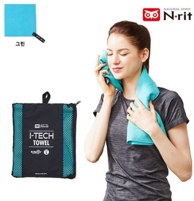 엔릿 아이테크 타올 L 60x120 휴대용 스포츠 타올, 그린, 1개