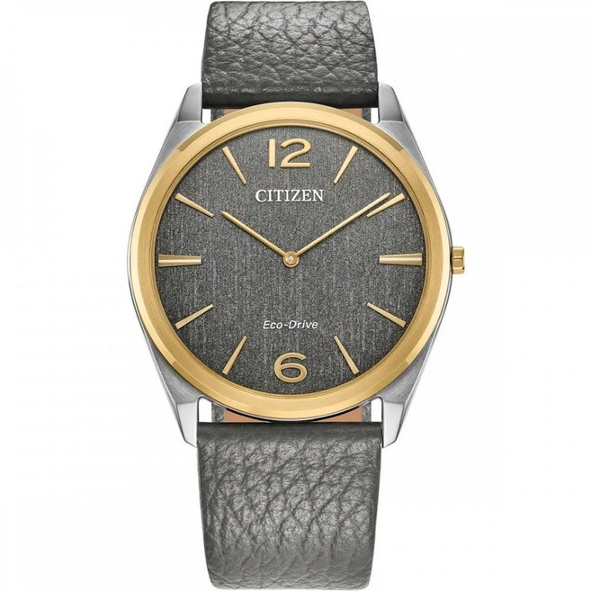 [Citizen] 시티즌 에코 드라이브 남성용 회색 다이얼 가죽 스트랩 스틸레토 시계 AR3124-07H