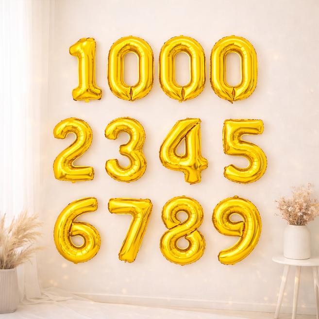 브로키 숫자 은박 풍선 12p 세트, 1세트, 골드