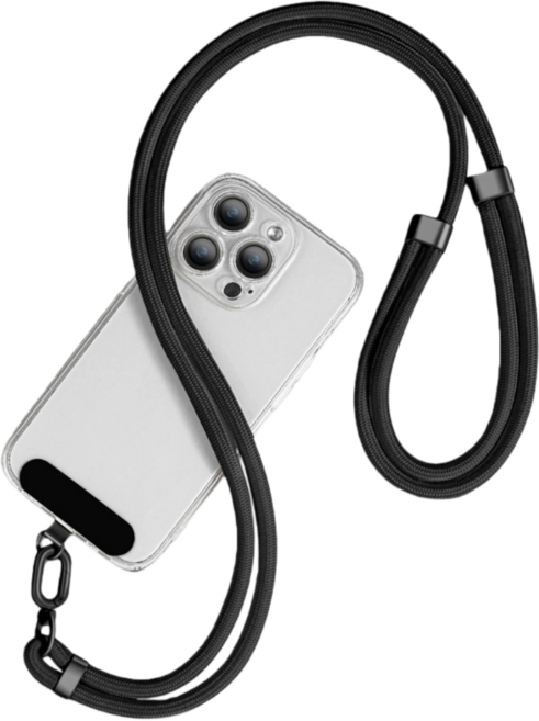 Miri&Ju 튼튼한 강화루프 휴대폰 도난방지 스트랩 목걸이 조절가능 핸드폰줄, 1개, 블랙