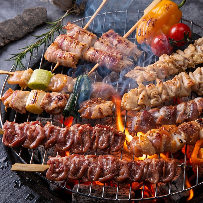 [유통기한 12/26까지]국내산 모듬 닭꼬치 450g 소스증정 캠핑 숯불 모듬꼬치, 1개