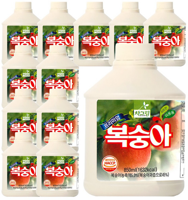 차그림 과일 원액 프리미엄 복숭아쥬스, 12개, 850ml