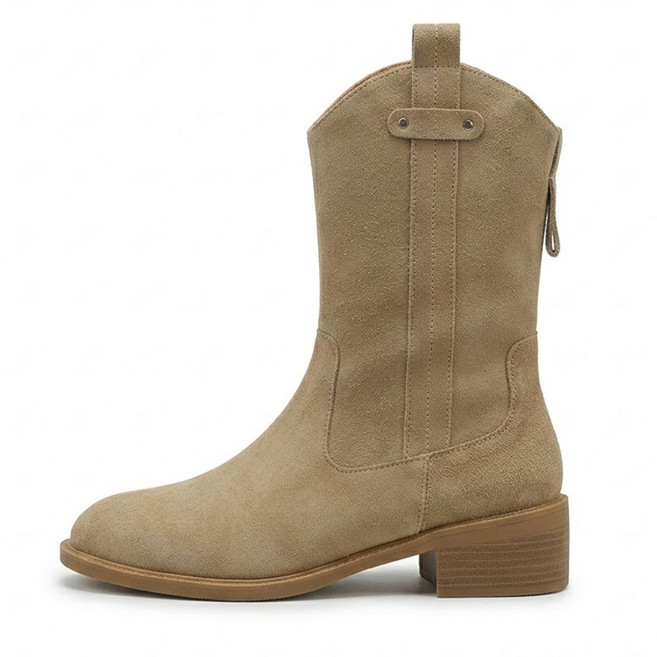 타니즈 미하일 봄 가을 여성 둥근코 스웨이드 미들부츠 (3.7cm)