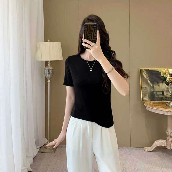 실크터치 소프트 반팔 티셔츠 여성 데일리 기본티 부드러운 촉감