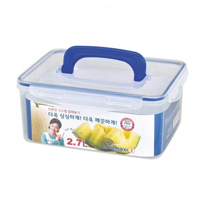 쿨맥시2 밀폐용기 직사각32호 2.7L 핸들형(기획), 본상품, 1개