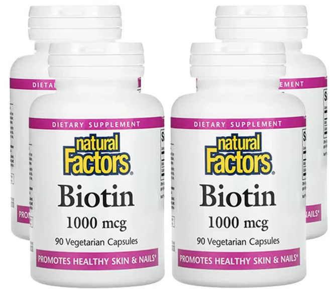 네츄럴팩터스 비오틴 1 000mcg 베지 캡슐 90정, 4개 - 쿠팡