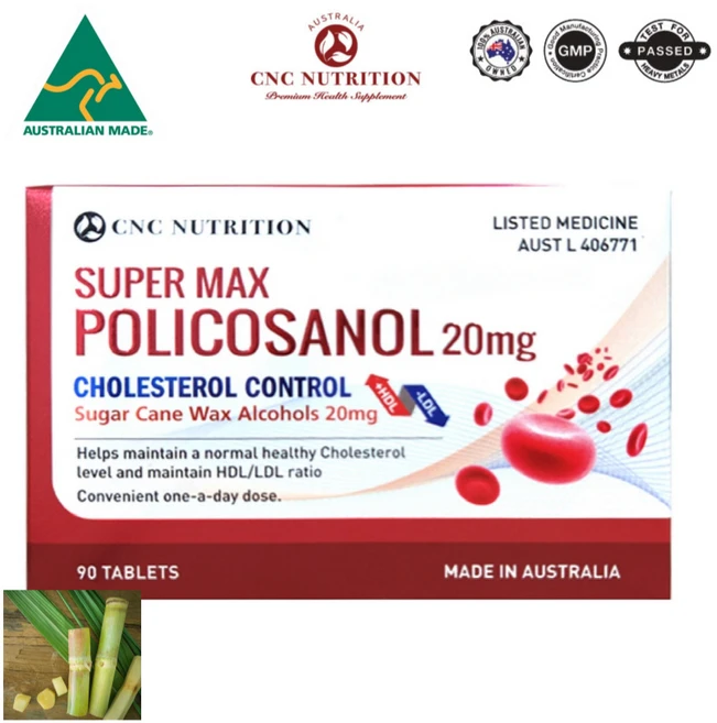 씨앤씨뉴트리션 호주 직배송 폴리코사놀 옥타코사놀 20mg 90정 콜레스트롤 사탕수수알콜왁스, 1개 - 쿠팡