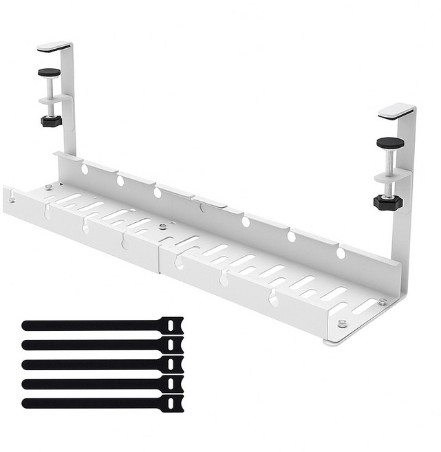 생기당 길이조절 무타공 멀티탭 거치대 정리함 철제 선반, 화이트(WHITE)