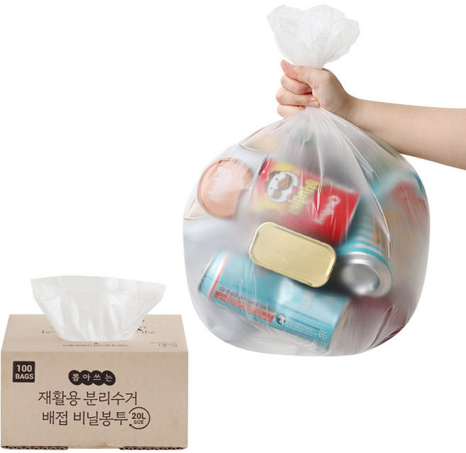 네이쳐리빙 뽑아쓰는 티슈형 분리수거 배접 비닐봉투 100p, 20L, 1개