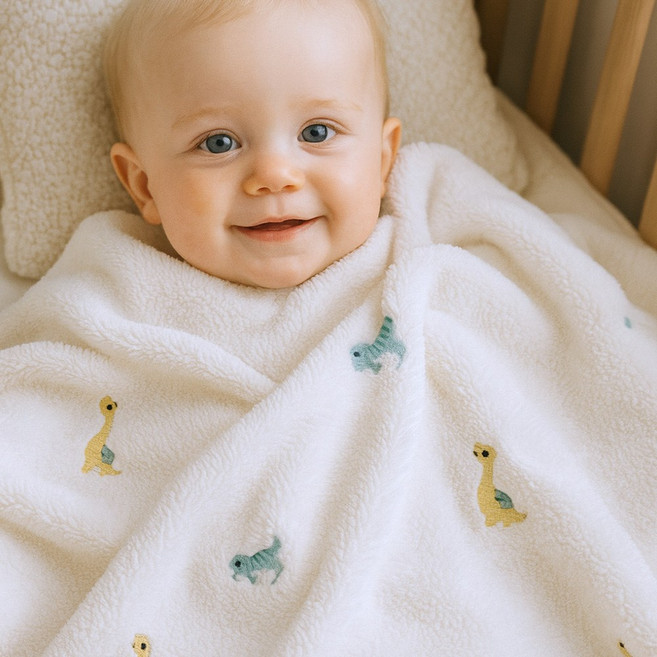 불로홈 아기 밍크 자수 극세사 블랭킷 이불, 밍크 공룡