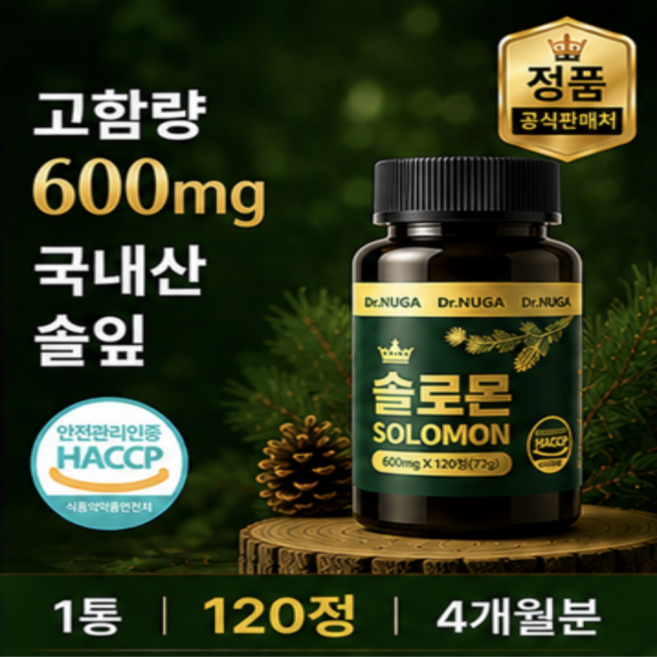 Dr. NUGA 국산 솔잎 추출물 솔로몬 정, 1세트, 120회분