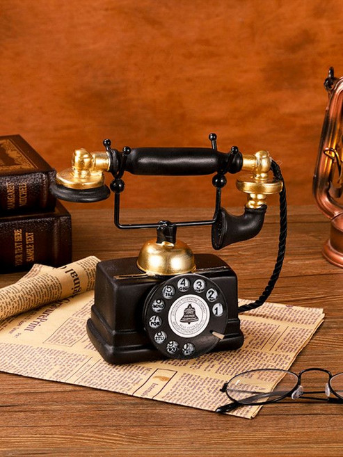 빈티지 레트로 전화기 장식품 카페 거실 인테리어 클래식 소품 예쁜 공예품, 공용 전화기 - 레드 1957