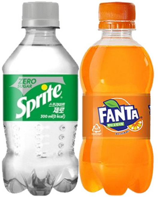 스프라이트 제로 환타 오렌지 300ml 2종 각 12입 총 24입 대량 소량, 1세트