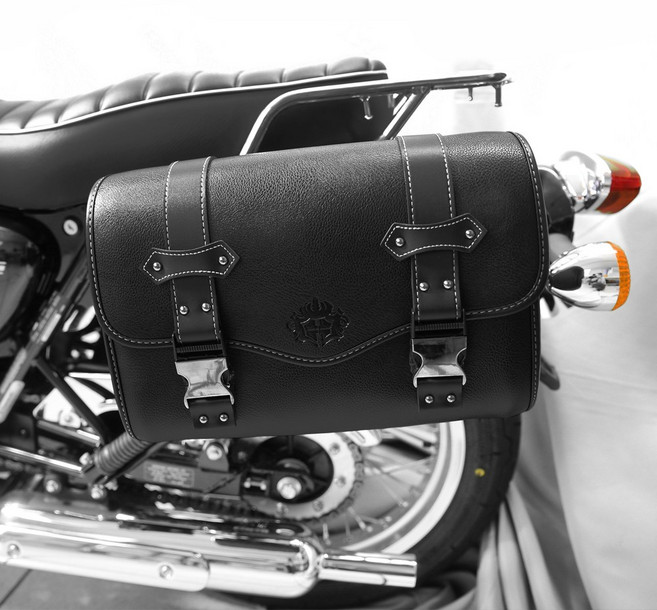 오토바이 사이드백 리어백 클래식 가죽 가방, 블랙