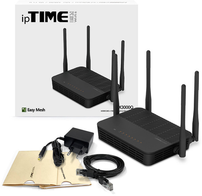 IPTIME AX3000Q AX 유 무선공유기 와이파이 기가 + 랜선 1M 기본포함, 1개, AX3000Q 블랙
