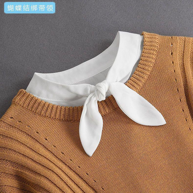 韓版百搭假領 娃娃領裝飾領子女白色襯衫毛衣領子, 1個, 兔耳朵, 兔耳朵