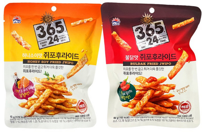 쥐포후라이드 허니소이맛 + 불닭맛 혼합구성, 40g, 10개