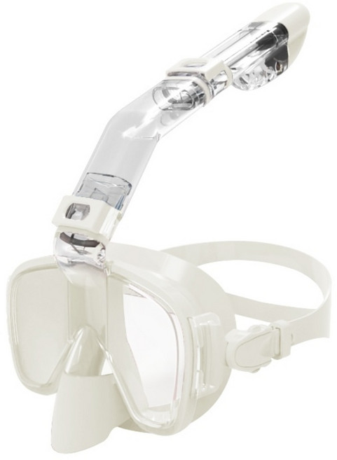 인피아 스노쿨링 마스크 스노쿨링 세트 듀얼 글라스, 밀크화이트