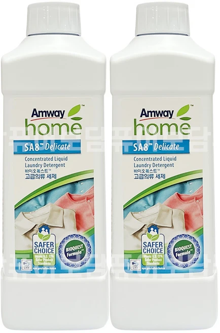 암웨이 SA8 바이오퀘스트 고급의류 세제 1L X 2개 + 미니 포켓물티슈 선물, 2세트 - 쿠팡