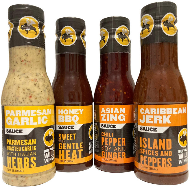 버팔로 와일드 윙스 소스 버라이어티 샘플러 번들 - 파마산 버팔로 와일드 윙스 소스 버라이어티 샘플러 번들 - 파마산 갈릭 허니 BBQ 아시안 징 카리브해 저크 - 각 12, 1개