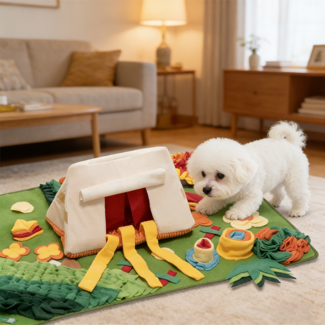 Norah 강아지 피크닉 텐트 노즈워크 매트 분리불안 완화 장난감, 1개, 그린