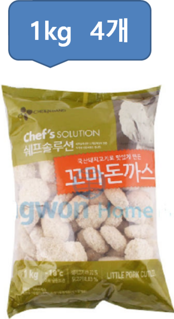 [패밀리푸드]CJ 쉐프솔루션 꼬마돈까스 1kg 4개묶음
