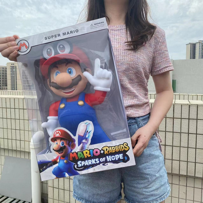 38cm 슈퍼마리오 브라더스 마리오 대형 피규어(모자 착탈 가능), (3)