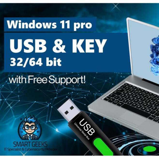 윈도우 11 프로페셔널 64비트 호환 USB 키 포함 업그레이드 복구 수리 및 복원 설치 데스크탑 노트북 무료 전문 기술 지원