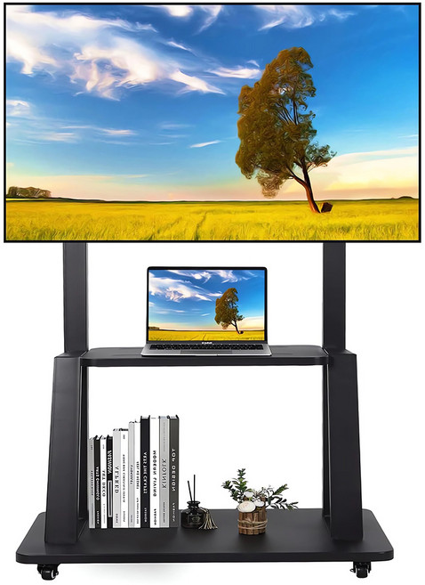 TV 거치대 이동식 TV 거치대 32~75인치 호환 스탠드형 TV 받침대, 검정색, 1개