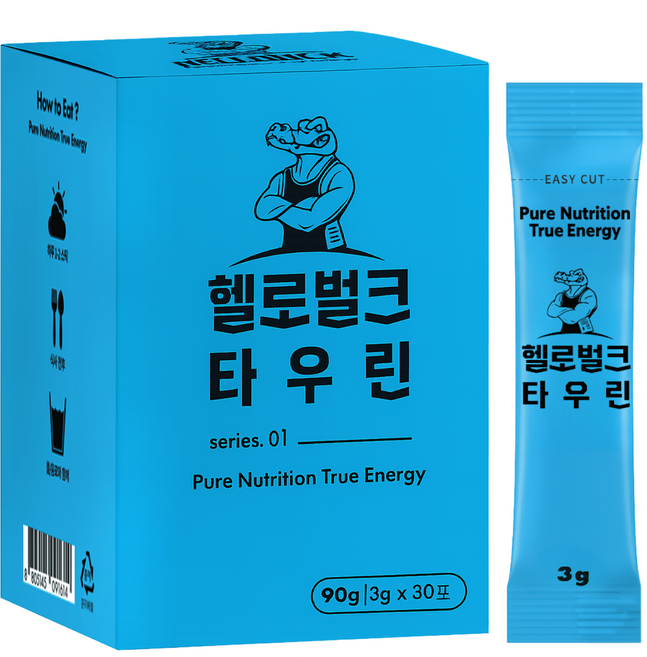 헬로벌크 타우린 피로회복 비타민C 카페인제로 레몬맛, 1박스, 30회분