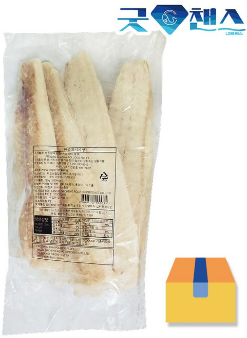 [굿챈스]명태포 필렛 통명태 통포 껍질제거 스킨레스 대용량 벌크, 1박스, 7.5kg