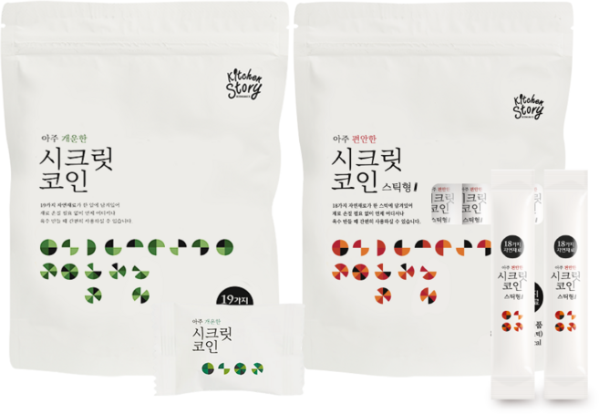 키친스토리 빅마마 이혜정의 시크릿코인 아주 편안한맛 스틱형 1팩+개운한맛 코인형 1팩, 80g, 1세트