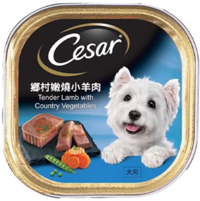 Cesar 西莎 牛肉精緻風味餐盒 寵物狗罐頭濕糧, 100g, 24個, 鄉村嫩燒小羊肉