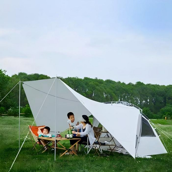 야외 보호소 접이식 수납이 용이함 디프 사계절 돔텐트 쉘터 방수 캠핑 그늘 대형 텐트 배낭여행 캠핑 에어 텐트 2~3인용, 2~3인, 회백색의 하늘은 캄캄합니다