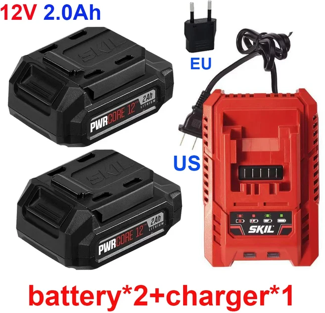✈️ SKIL 12V BY519901 5531 5744 전기톱 전동 공구 배터리 용 오리지널 2.0Ah, 04 2 barrery.1 charger