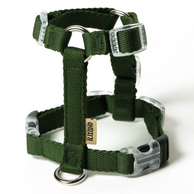 아띠지기 반려동물 H형 하네스 가슴줄, 올리브, 1개