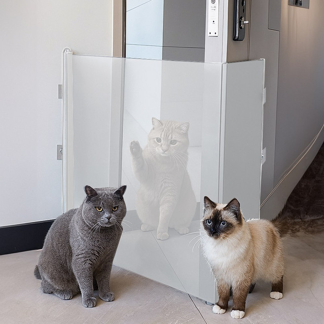 노블민트 슬라이딩 안전문 강아지 반려동물 고양이 메쉬 펜스 울타리, 1개, 화이트