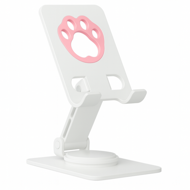 레드에셋 탁상용 태블릿 핸드폰 거치대 360도 회전 접이식 각도조절, 화이트, 스마트폰 모델, 1개