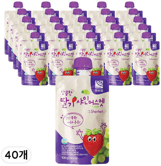 파르팜 상큼한 딸기 샤인머스캣 샤베트, 40개, 100ml