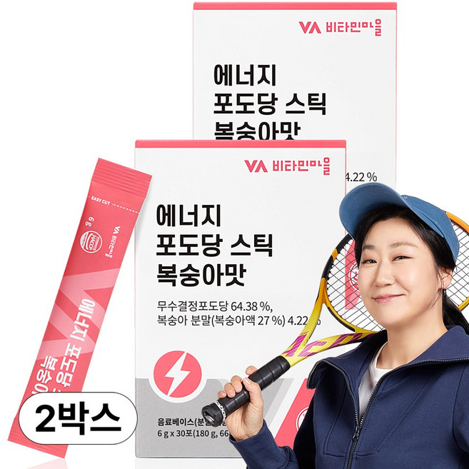 비타민마을 에너지 포도당 스틱 복숭아맛, 6g, 30개입, 2개