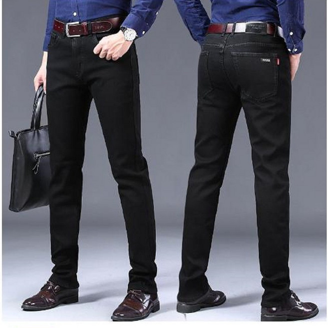 韓版秋冬彈力加大碼牛仔直筒長褲L03460