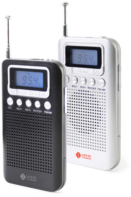 롯데 미니 라디오 핑키-9 고감도 수신 슬림 디자인 디지털 라디오, 블랙, 핑키-9라디오