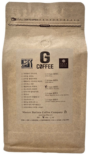 지커피 원두 C타입 카페 블렌드 아이스 아메리카노, 500g, 홀빈(분쇄안함), 1개