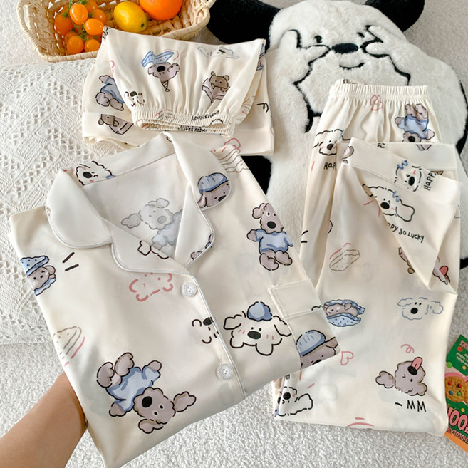 레티시아 귀여운 반팔 잠옷 세트 반팔+반바지+긴바지 3종구성 파자마세트