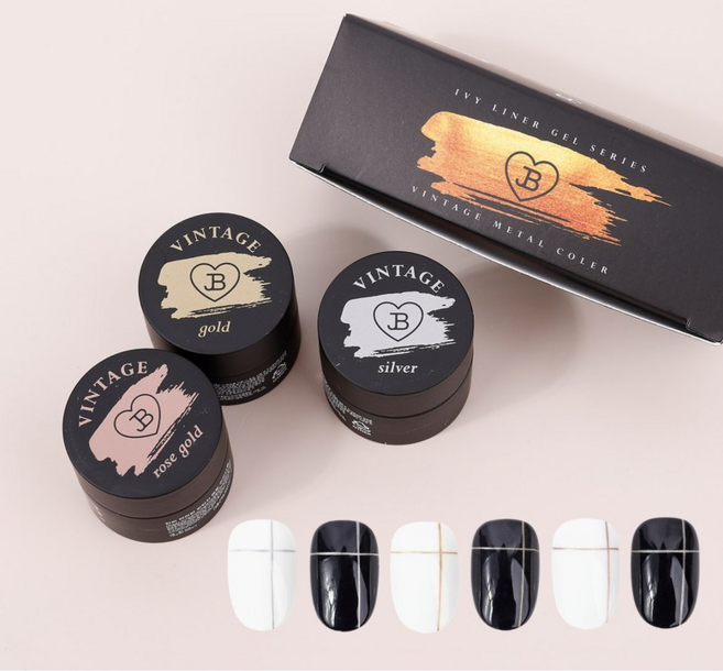 진비 그라시아 빈티지메탈라이너 3종 세트 4ml 셀프네일재료