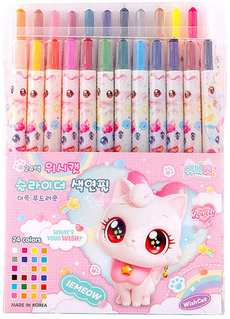 위시캣 슬라이더 색연필 랜덤발송, 24색, 1개