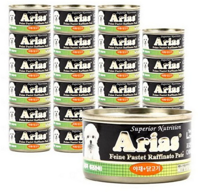 Arias 강아지 저지방 다이어트 캔, 닭+야채, 100g, 24개