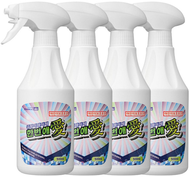 곰팡이제거제 한번애 500ml (4통) 벽지 실리콘 화장실 베란다 욕실 창틀 푸른 곰팡이, 4개
