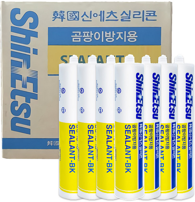 신에츠 바이오 실리콘 BK 타일 줄눈 세면대 싱크대 화장실 변기 실링 곰팡이 방지 실란트 백색 1박스, 1개