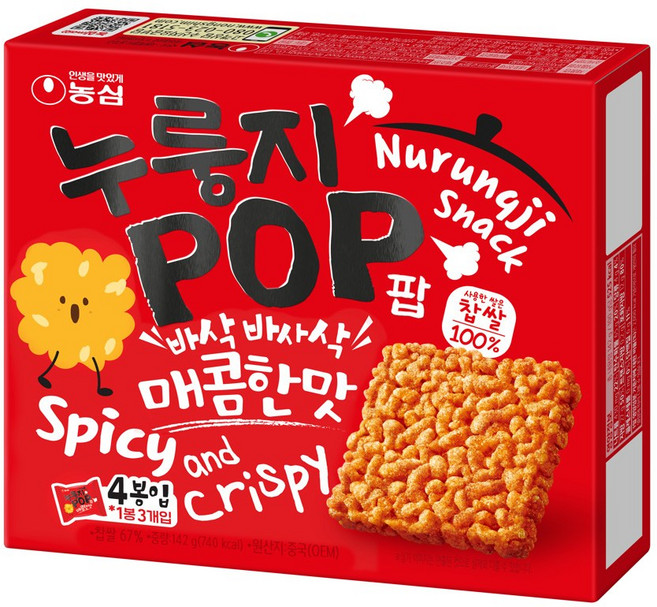 누룽지팝 매콤한맛 4p, 142g, 1개